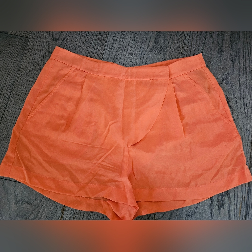 Tibi Silk Shorts | Neon Coral | Size 0 | EUC